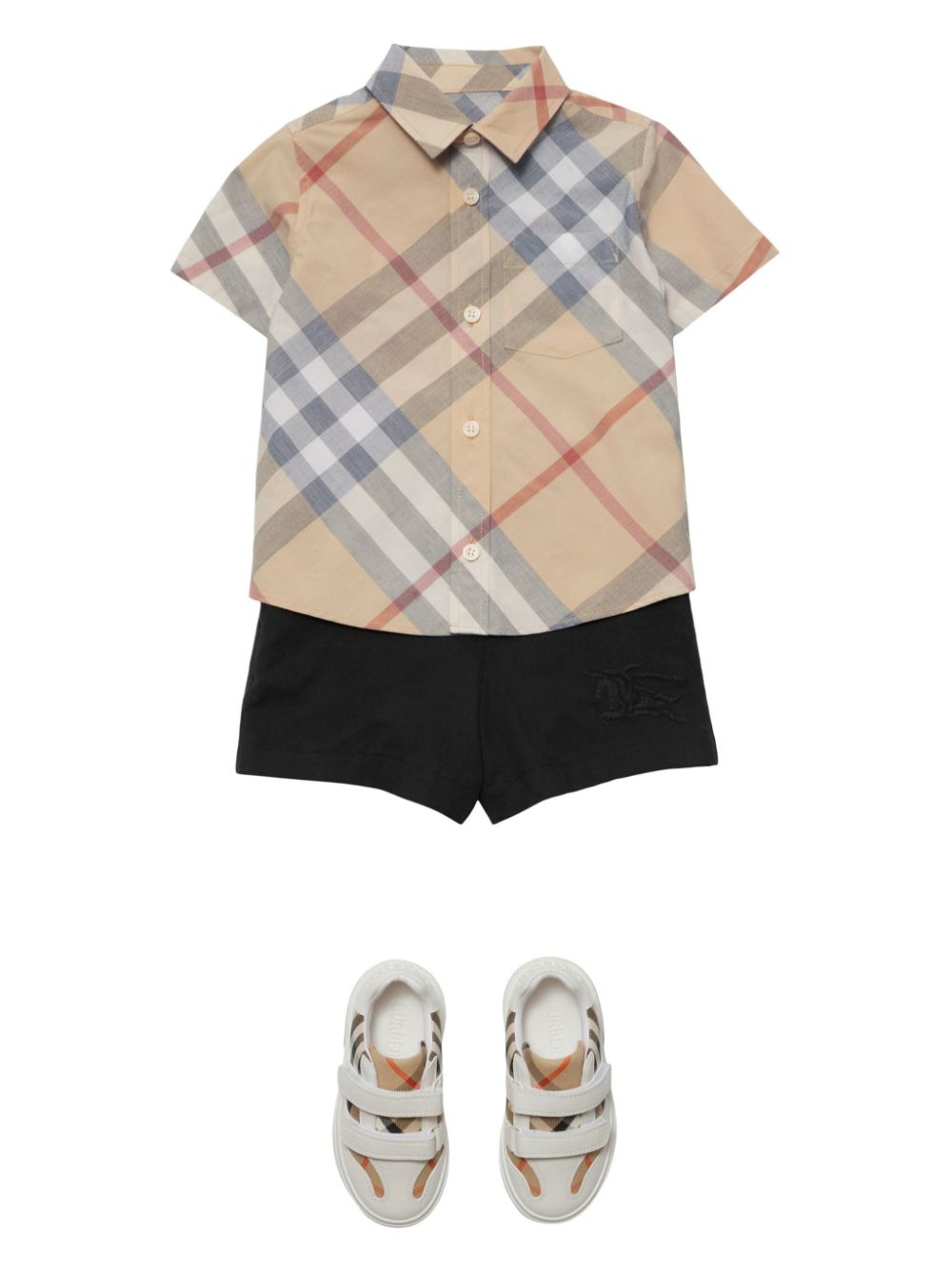 Camicia per neonato Burberry Kids beige con motivo a quadri - Rubino Kids