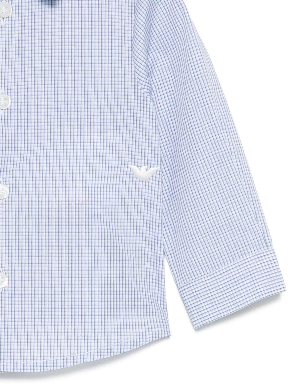 Camicia per neonato Emporio Armani Kids azzurra con design a quadri - Rubino Kids