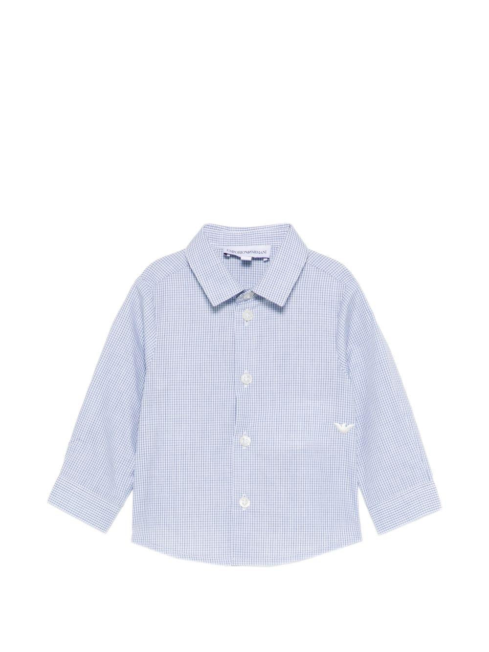 Camicia per neonato Emporio Armani Kids azzurra con design a quadri - Rubino Kids