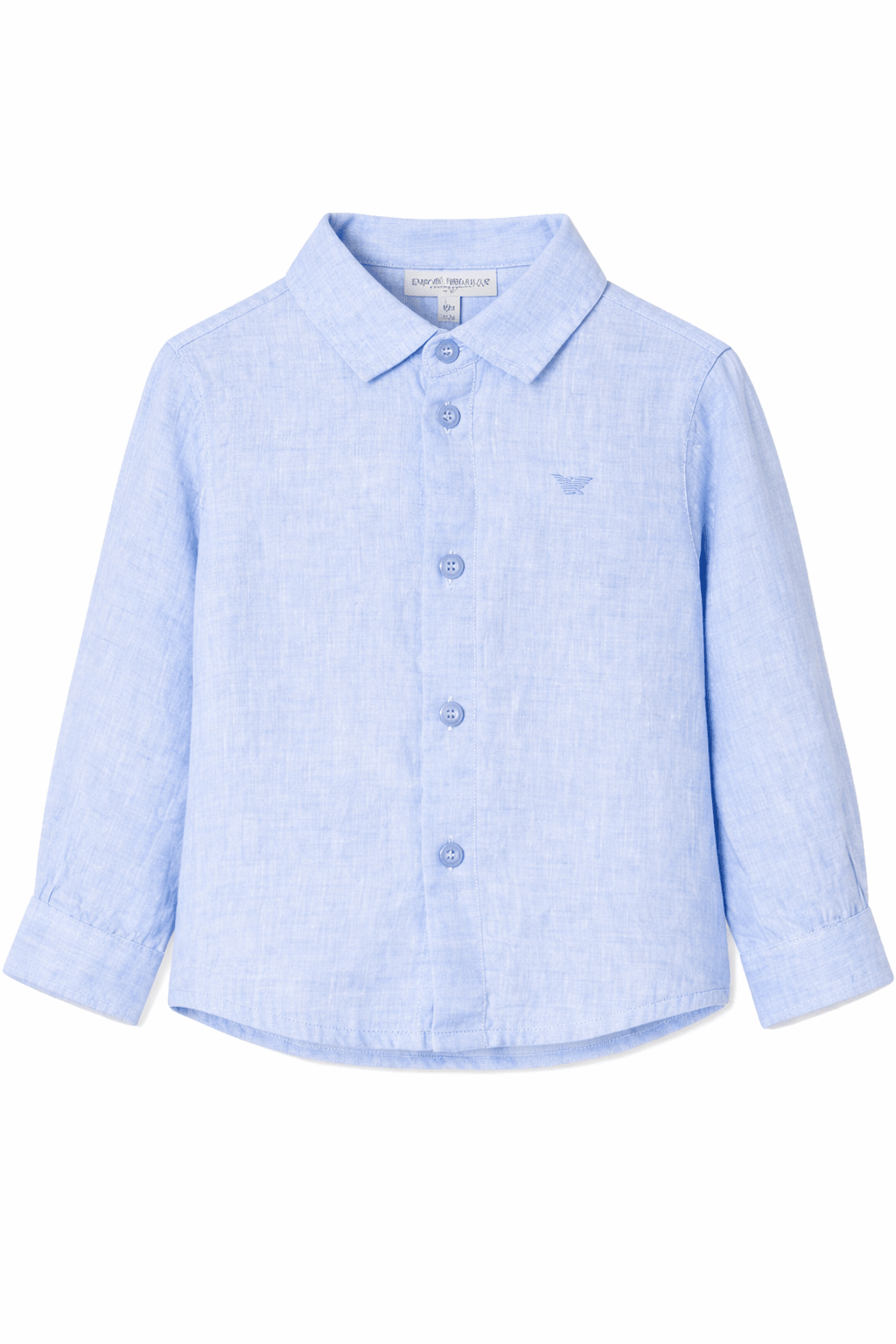 Camicia per neonato Emporio Armani Kids azzurra con logo sul davanti - Rubino Kids