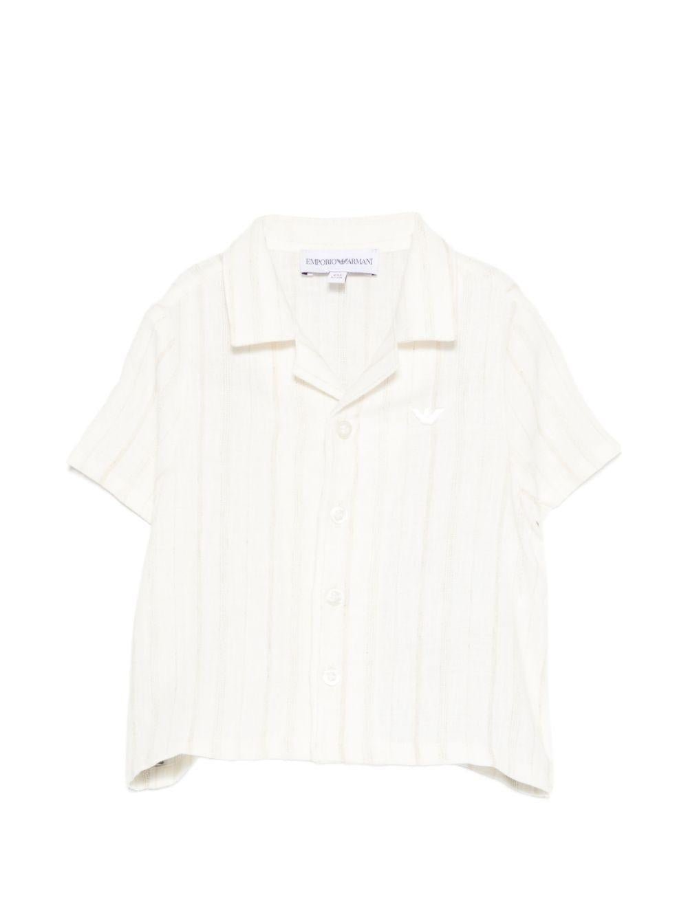 Camicia per neonato Emporio Armani Kids bianca con righe verticali - Rubino Kids