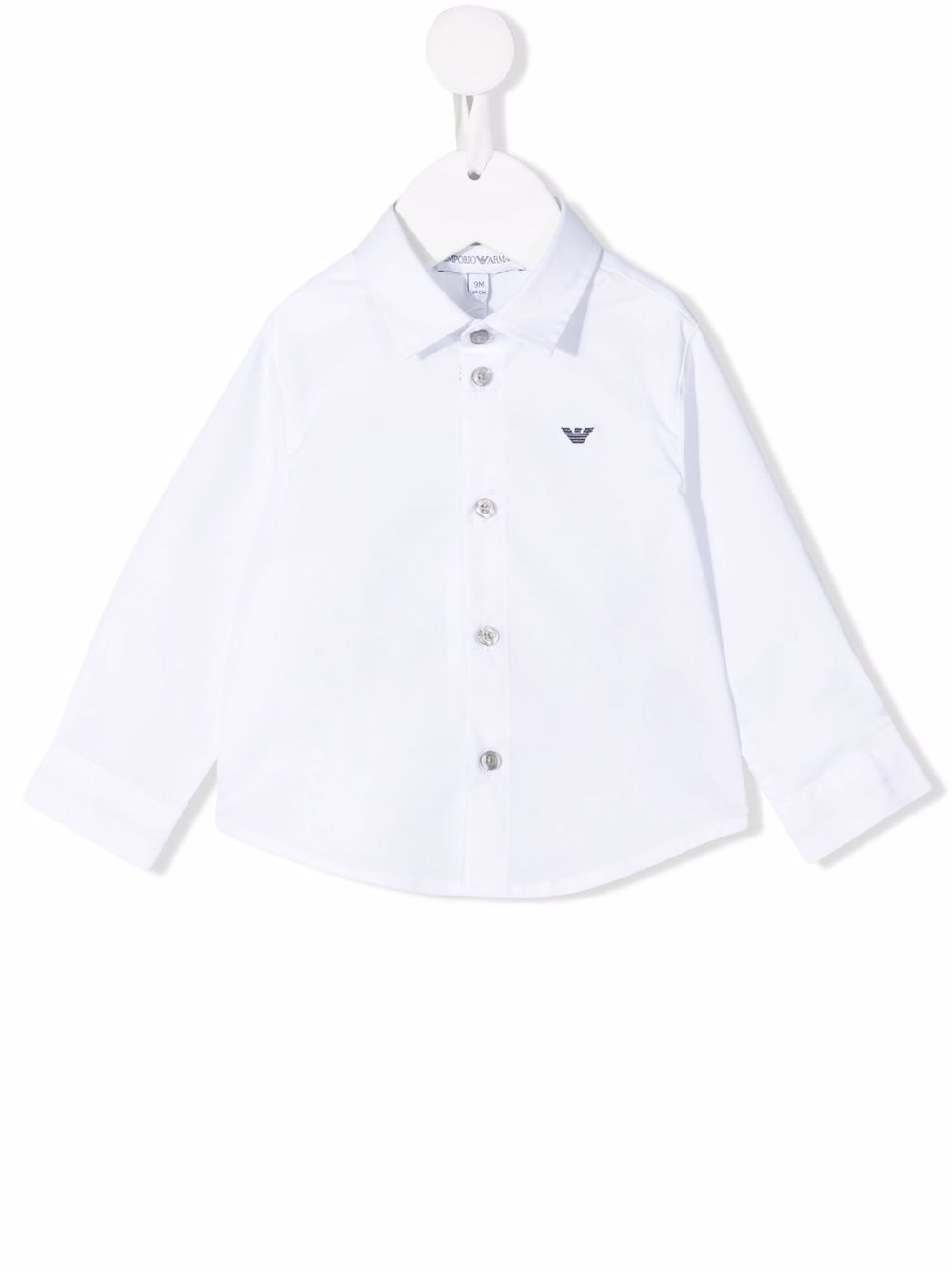 Camicia per neonato Emporio Armani Kids bianco con logo con colletto a punta - Rubino Kids