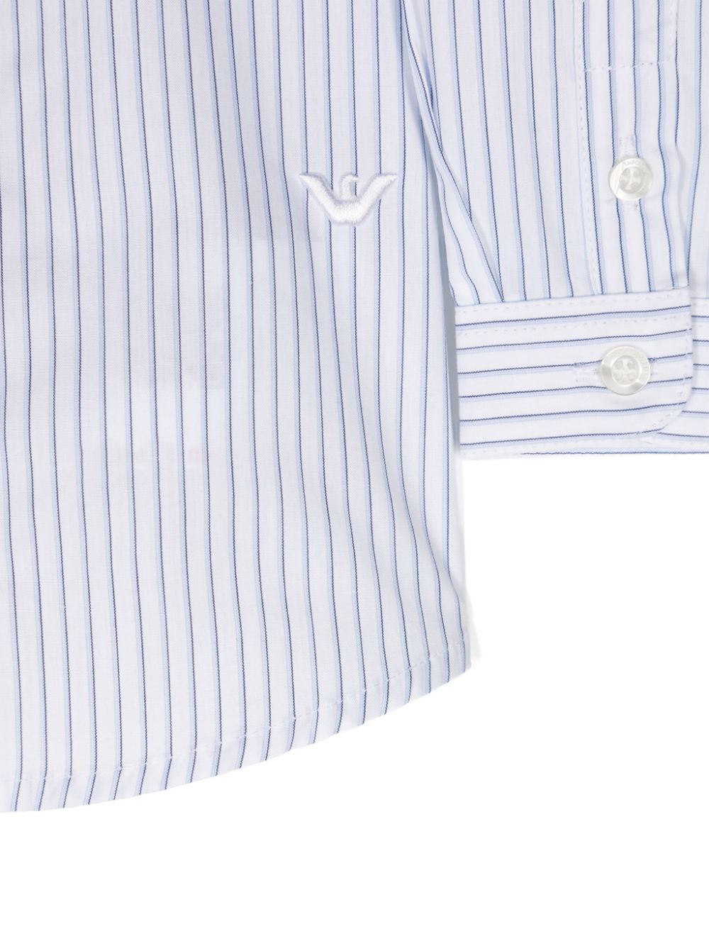 Camicia per neonato Emporio Armani Kids bianco e blu a righe con ricamo - Rubino Kids