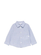 Camicia per neonato Emporio Armani Kids blu con logo aquila sul davanti - Rubino Kids