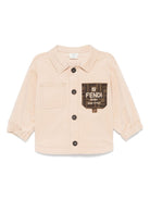 Camicia per neonato Fendi Kids beige con tasca logata - Rubino Kids