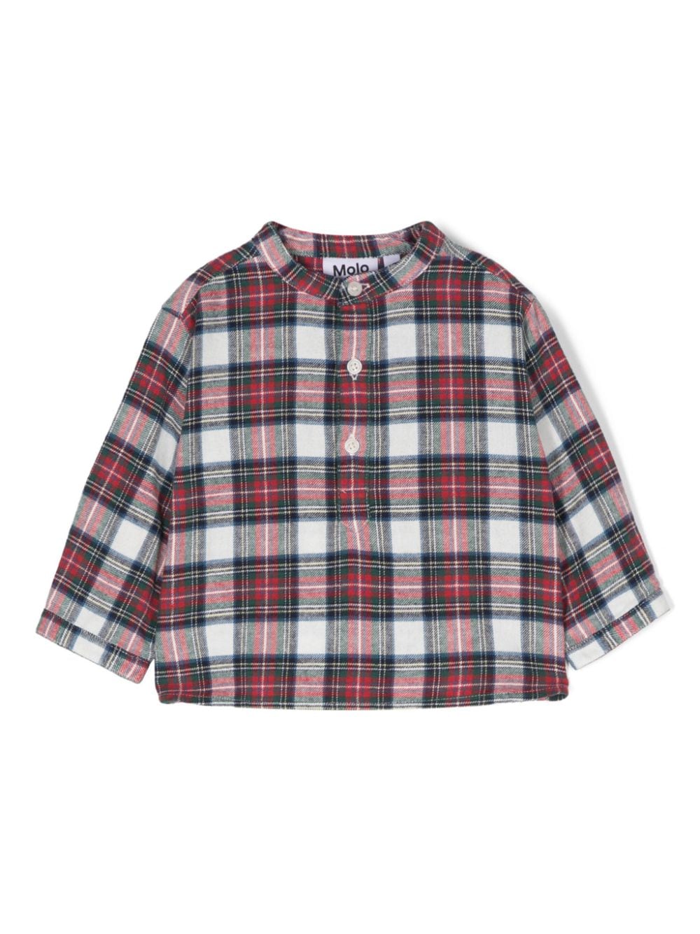 Camicia per neonato Molo Enoz a quadri rosso e bianco con colletto alla coreana - Rubino Kids