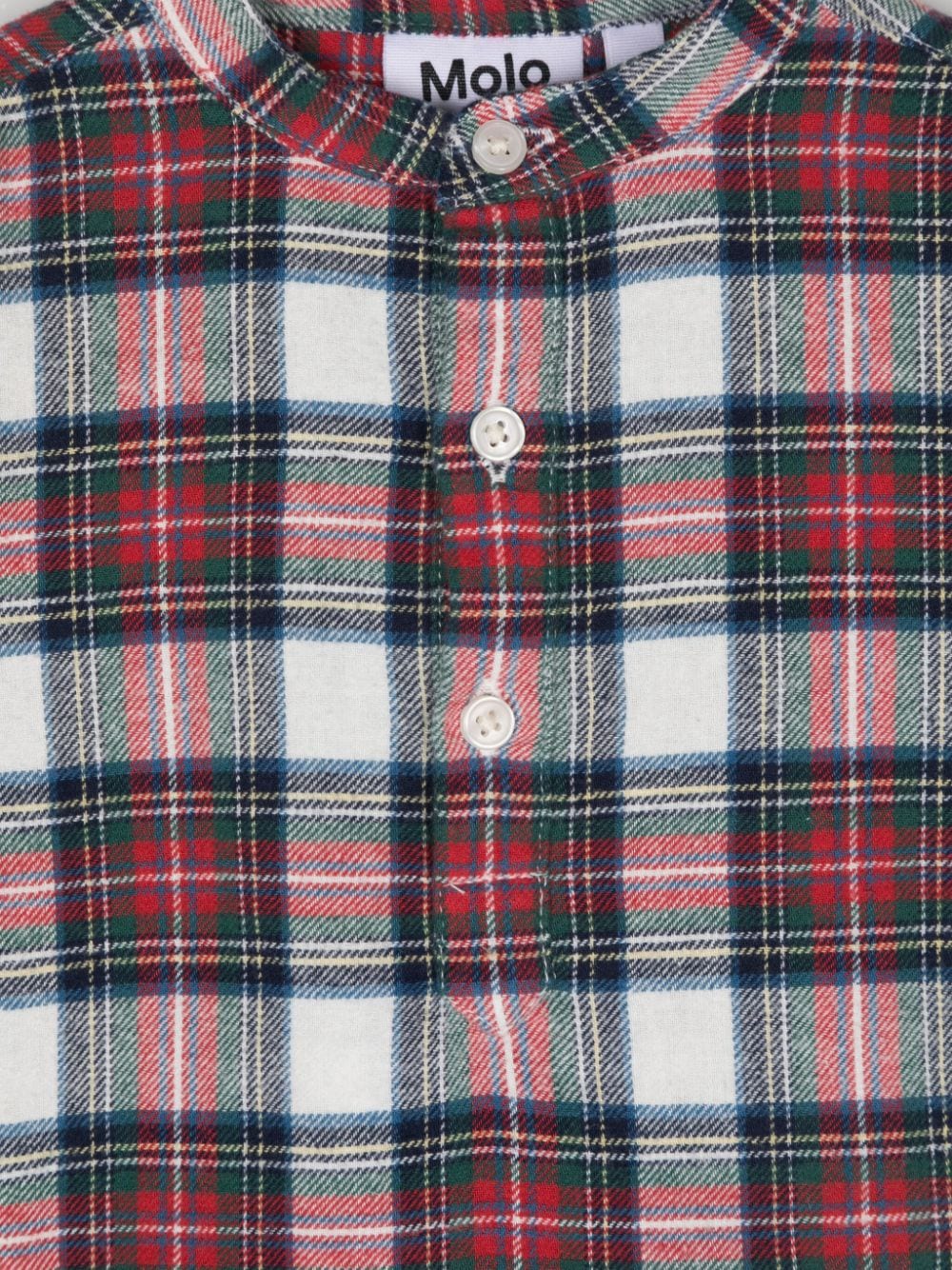 Camicia per neonato Molo Enoz a quadri rosso e bianco con colletto alla coreana - Rubino Kids