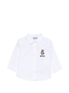 Camicia per neonato Moschino Kids bianca con Teddy Bear ricamato sul davanti - Rubino Kids
