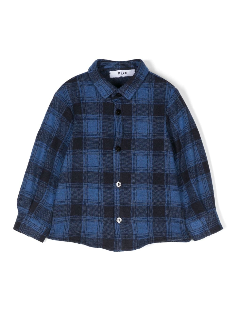 Camicia per neonato MSGM Kids con motivo a quadri tartan blu e nero - Rubino Kids