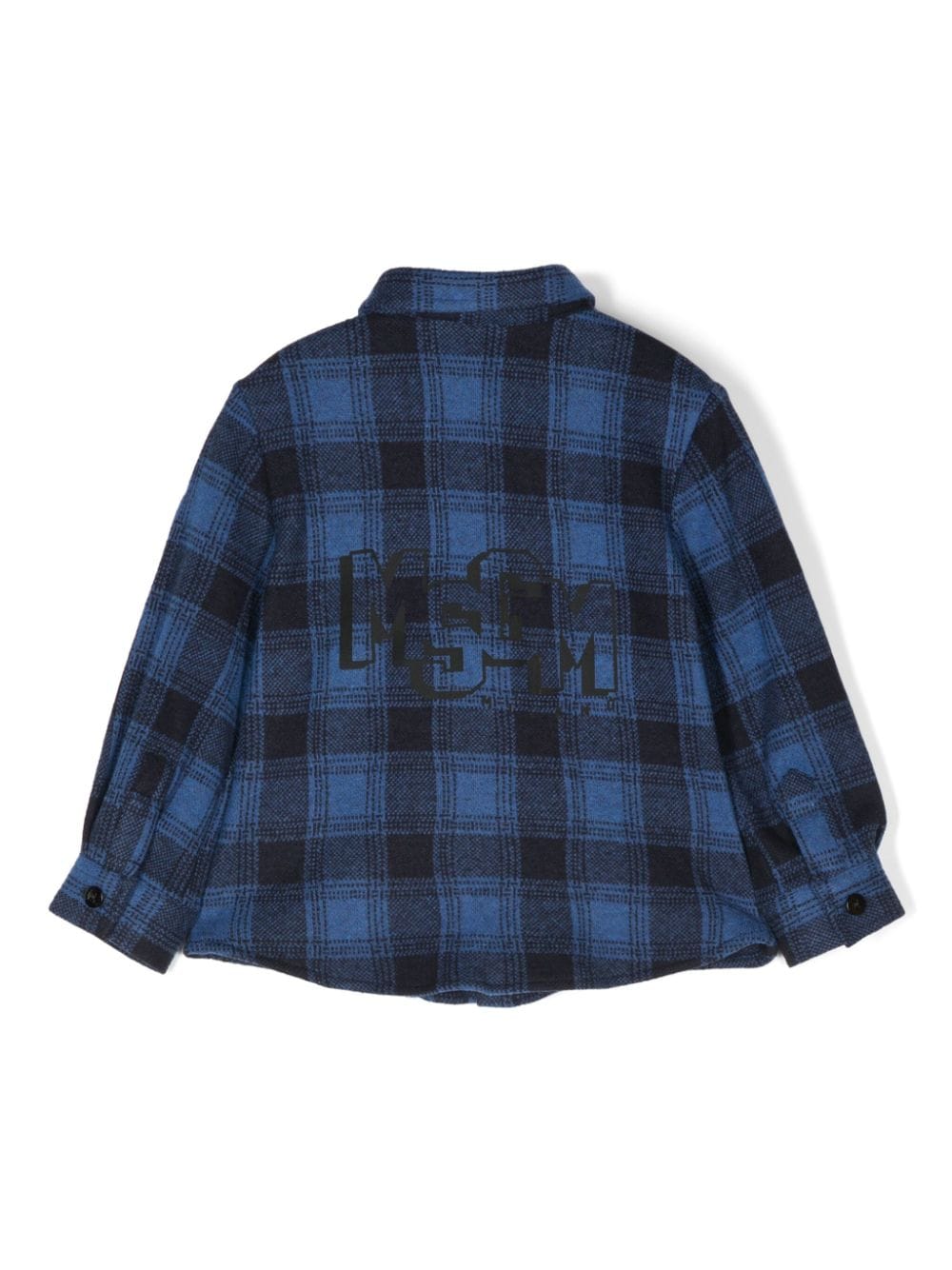 Camicia per neonato MSGM Kids con motivo a quadri tartan blu e nero - Rubino Kids