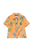 Camicia per neonato Roberto Cavalli Kids arancione con stampa tropicale - Rubino Kids