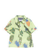 Camicia per neonato Roberto Cavalli Kids verde con stampa grafica tropicale - Rubino Kids