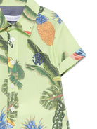 Camicia per neonato Roberto Cavalli Kids verde con stampa grafica tropicale - Rubino Kids