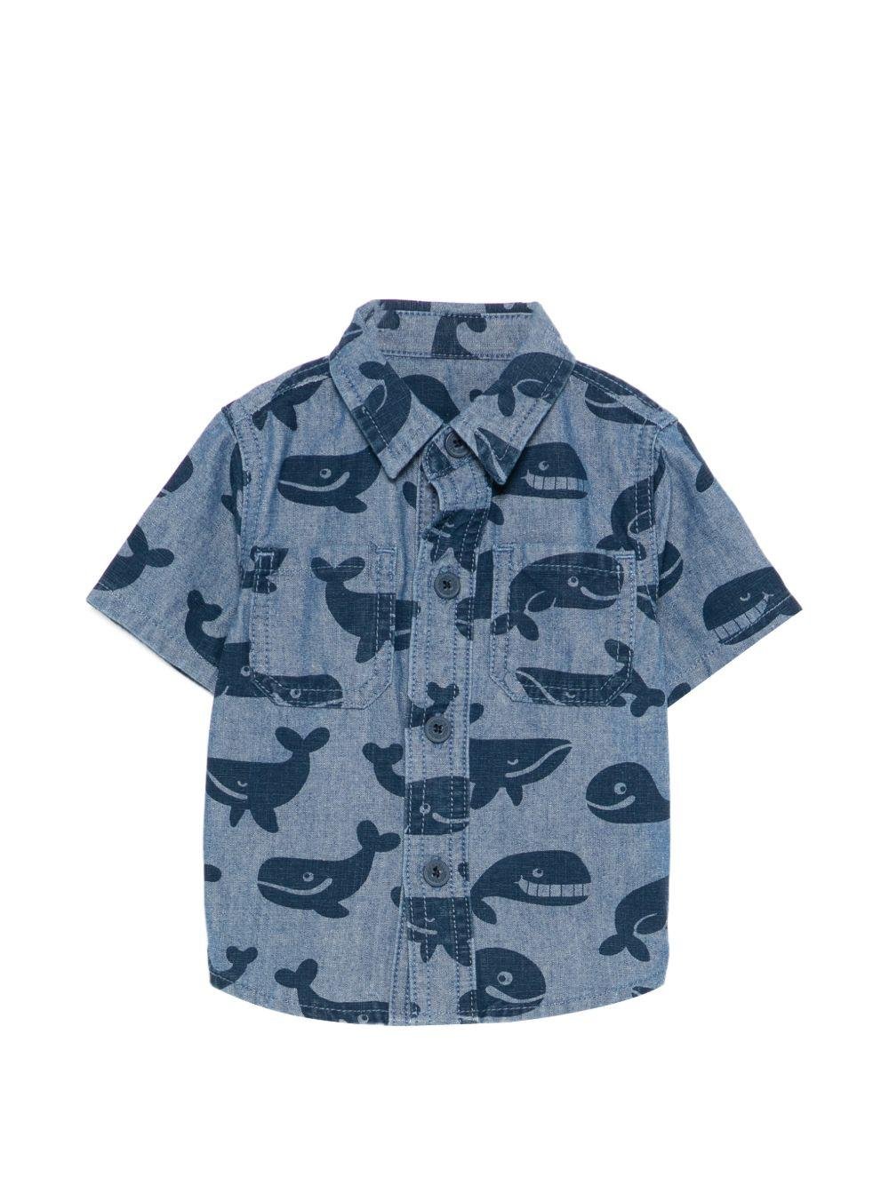 Camicia per neonato Stella McCartney Kids in denim con stampa balene - Rubino Kids