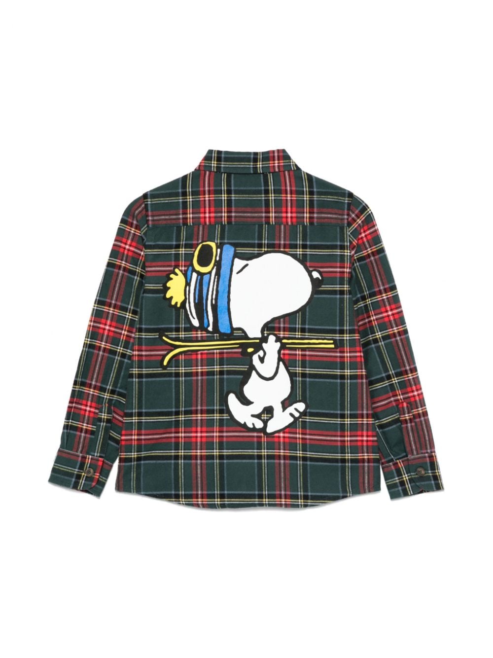 Camicia Ski Snoopy tartan per bambino MC2 Saint Barth Kids verde con motivo a quadri - Rubino Kids