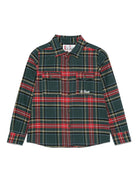 Camicia Ski Snoopy tartan per bambino MC2 Saint Barth Kids verde con motivo a quadri - Rubino Kids