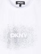 Canotta bianca per bambina con stampa logo argento sprayed DKNY - Rubino Kids