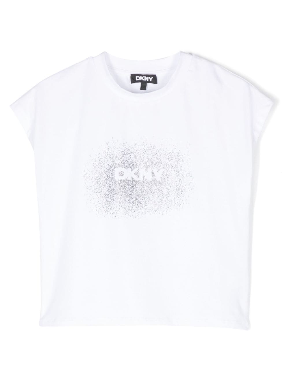 Canotta bianca per bambina con stampa logo argento sprayed DKNY - Rubino Kids