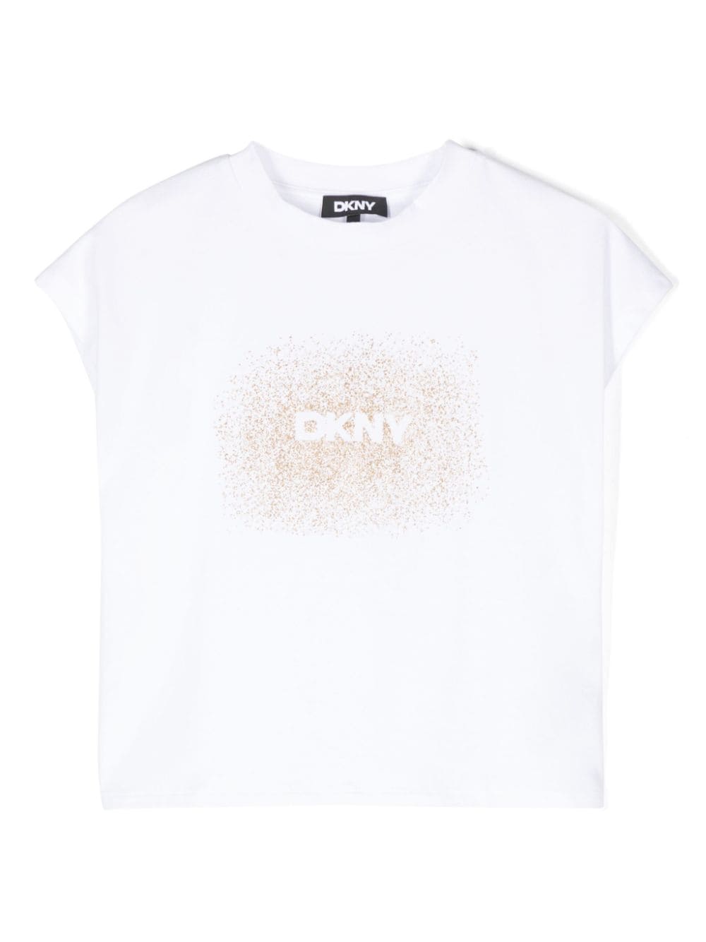 Canotta bianca per bambina con stampa logo oro sprayed DKNY - Rubino Kids