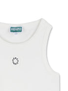 Canotta per bambina Kenzo Kids bianca con dettaglio logo - Rubino Kids
