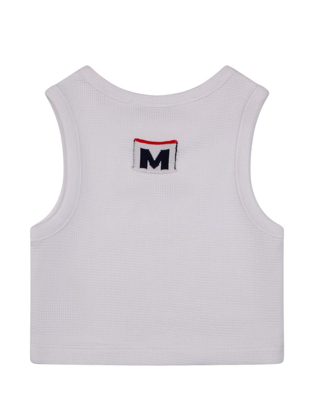 Canotta per bambina MSGM Kids bianca a coste - Rubino Kids