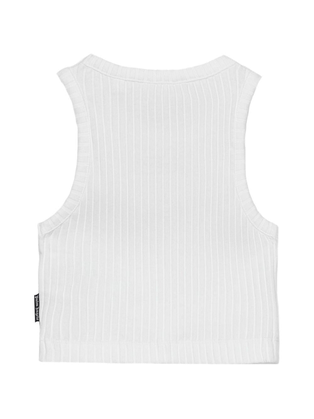 Canotta per bambina Palm Angels Kids bianca con motivo a coste - Rubino Kids