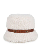 Cappello bucket in finto shearling per bambina Chloè Kids bianco con fodera in cotone - Rubino Kids