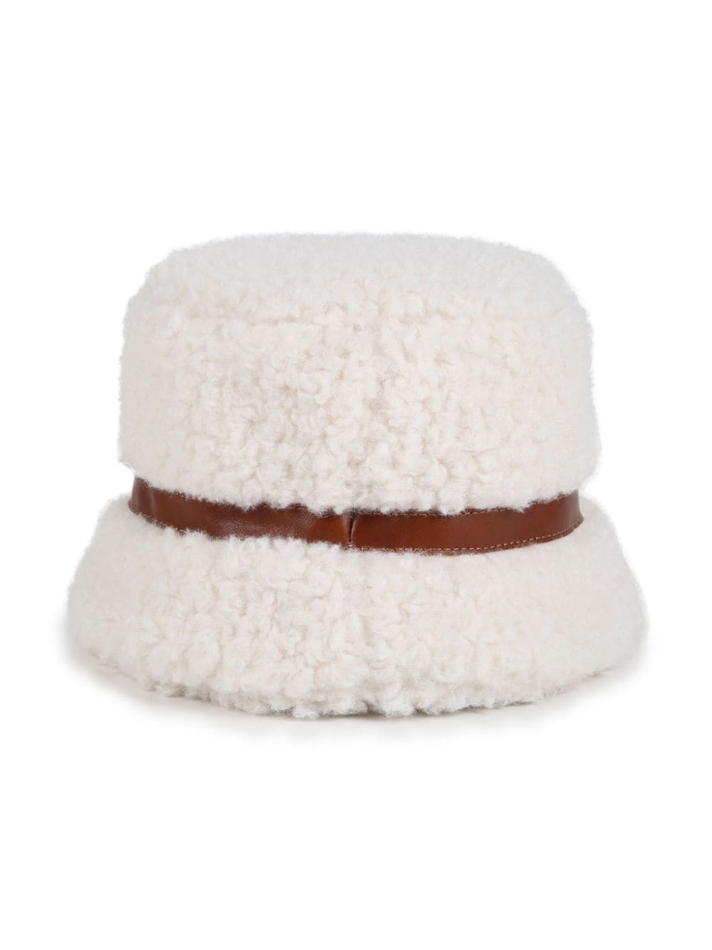 Cappello bucket in finto shearling per bambina Chloè Kids bianco con fodera in cotone - Rubino Kids