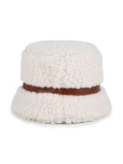 Cappello bucket in finto shearling per bambina Chloè Kids bianco con fodera in cotone - Rubino Kids