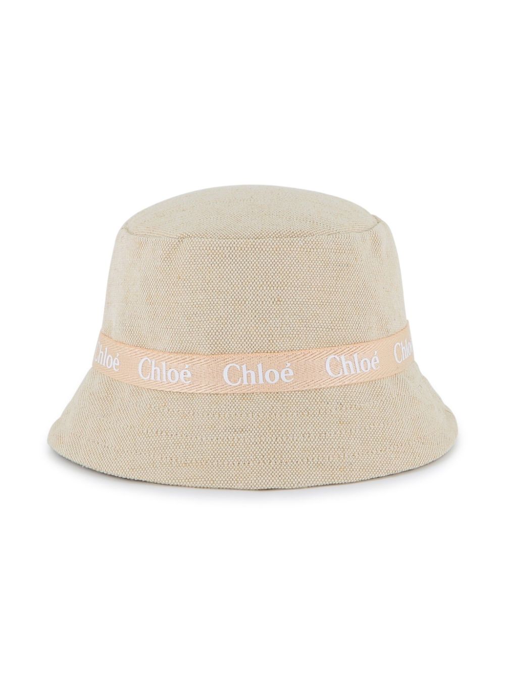 Cappello bucket per bambina Chloé Kids beige con fascia con logo stampato - Rubino Kids