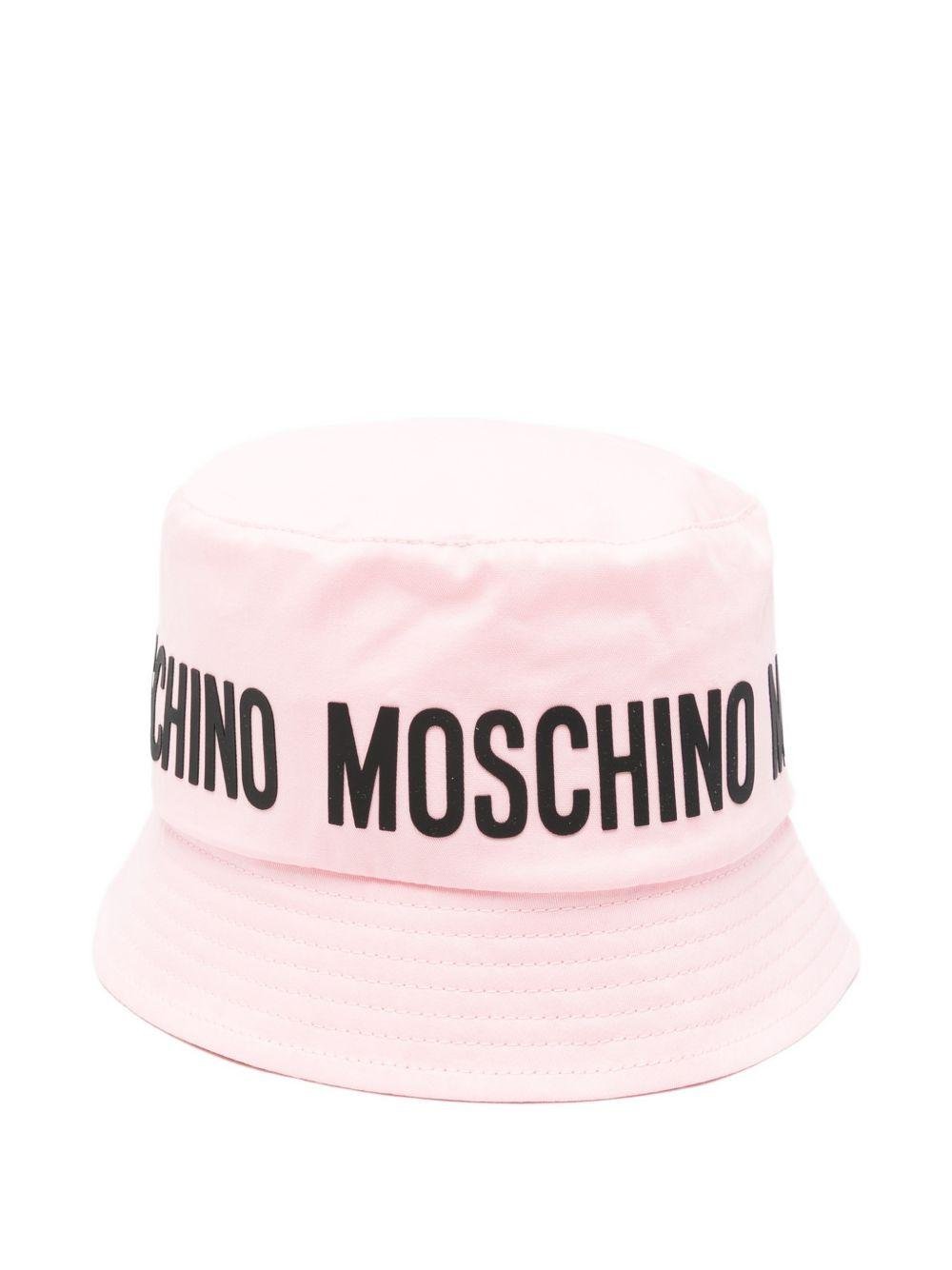 Cappello bucket per bambina Moschino Kids rosa con stampa logoc - Rubino Kids