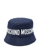 Cappello bucket per bambino Moschino Kids blu con stampa logo - Rubino Kids