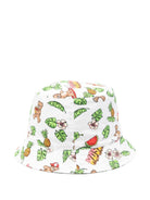 Cappello bucket per neonato Moschino Kids bianco con stampa grafica - Rubino Kids