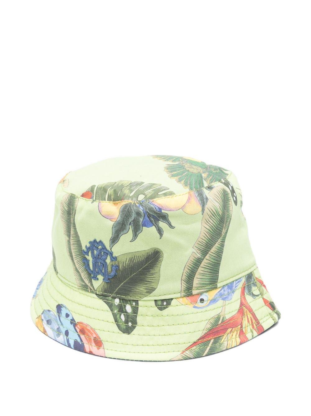 Cappello bucket per neonato Roberto Cavalli Kids verde con stampa volatili - Rubino Kids