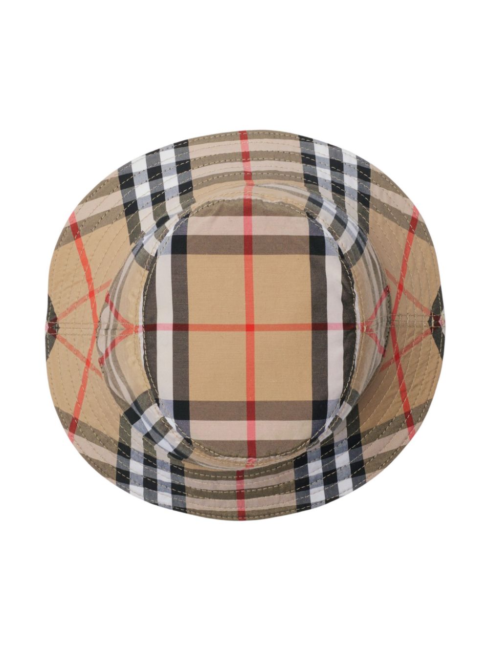 Cappello bucket reversibile per neonato Burberry Kids beige con targhetta con logo - Rubino Kids