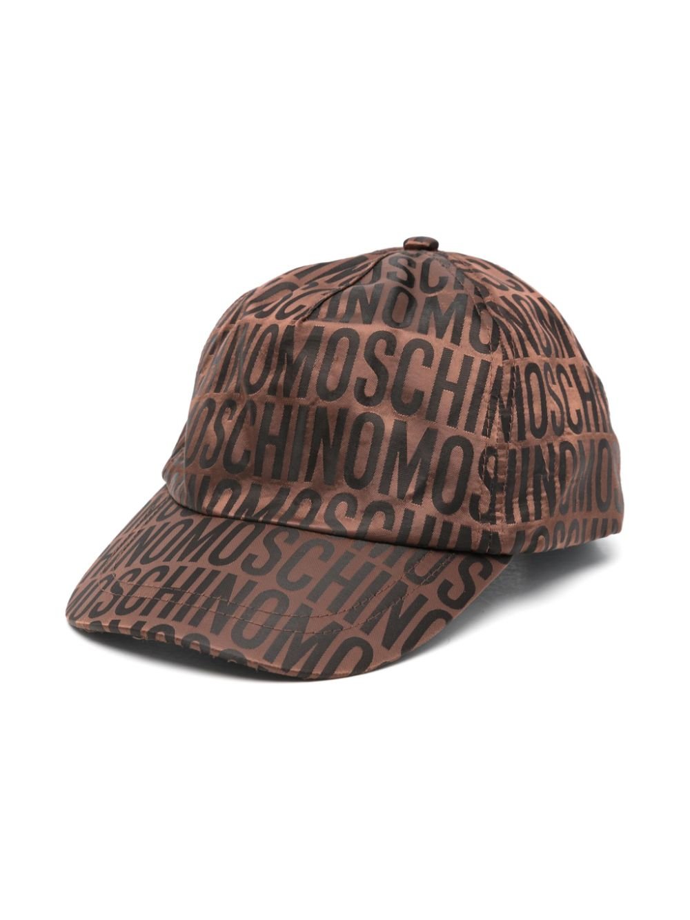 Cappello da baseball con logo jacquard per bambina Moschino Kids marrone con tesa curva - Rubino Kids