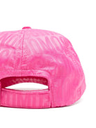 Cappello da baseball con logo jacquard per bimba Moschino Kids fucsia con tesa curva - Rubino Kids