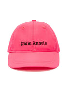 Cappello da baseball con logo per bambina Palm Angels Kids fucsia con tesa curva - Rubino Kids