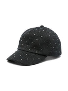 Cappello da baseball con strass per bambina Moschino Kids nero con tesa curva - Rubino Kids