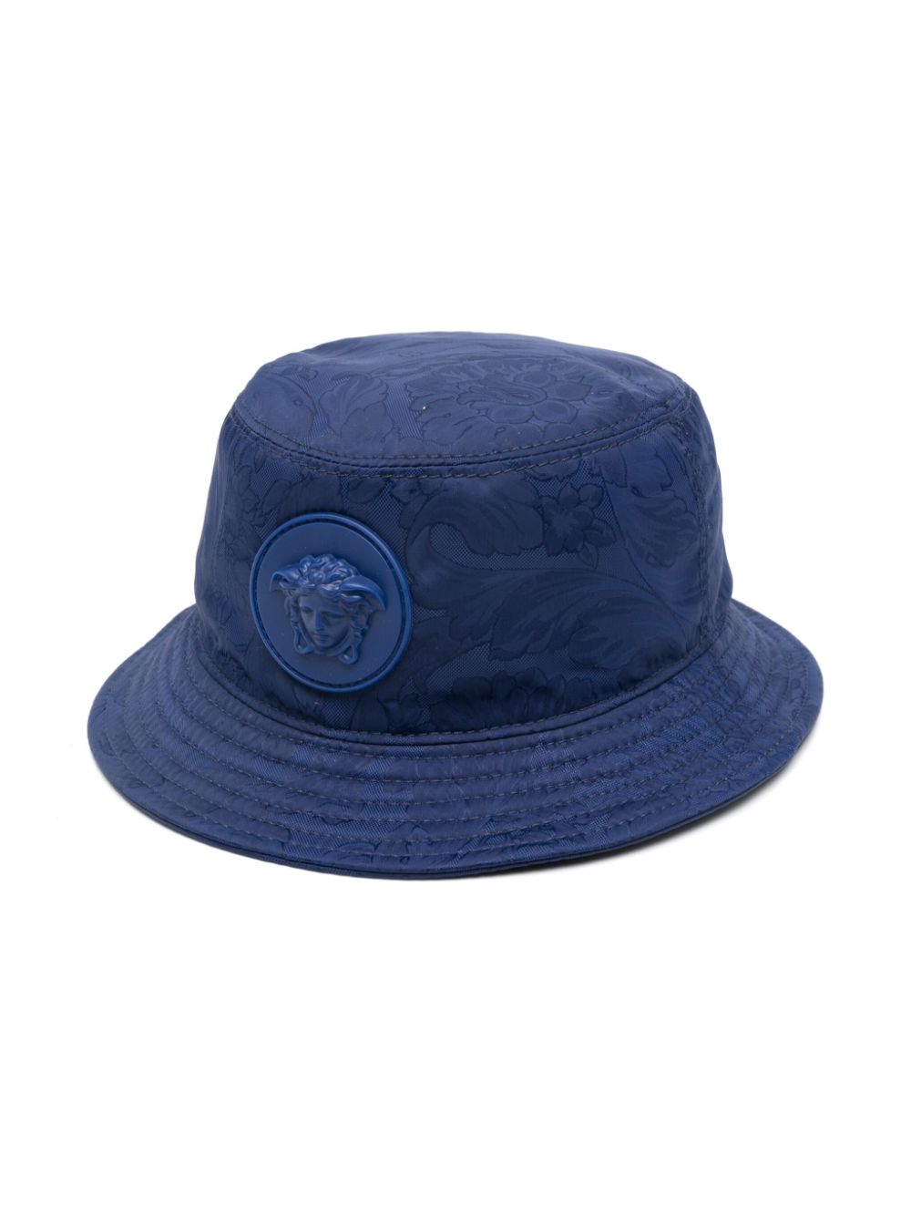 Cappello da pescatore jacquard floreale per bambina Versace Kids blu con testa di Medusa - Rubino Kids