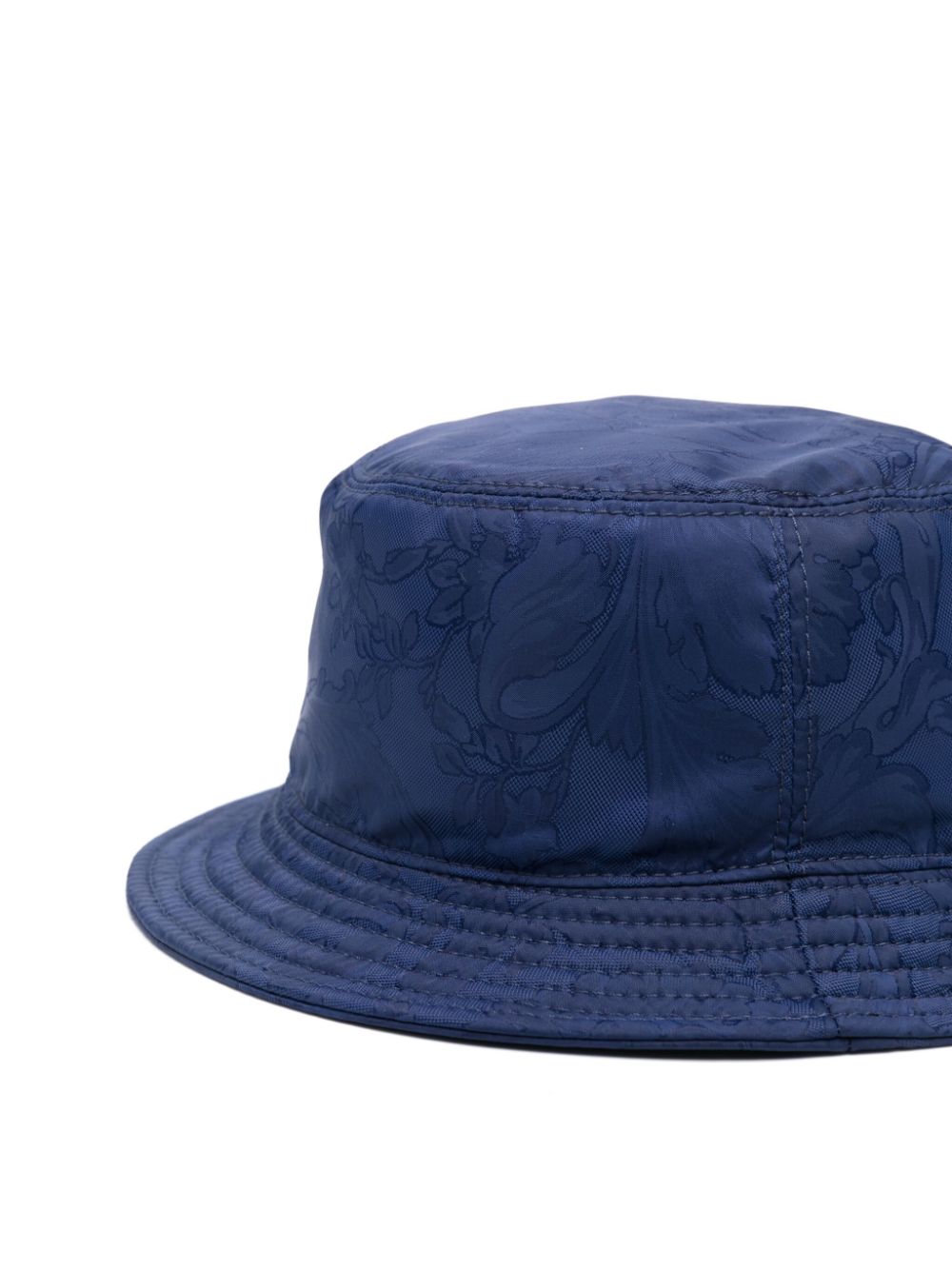 Cappello da pescatore jacquard floreale per bambina Versace Kids blu con testa di Medusa - Rubino Kids