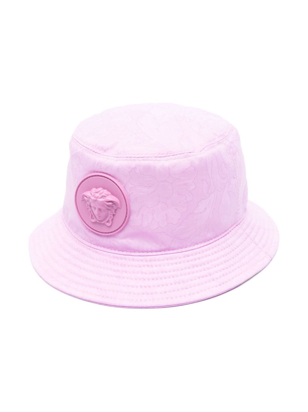 Cappello da pescatore jacquard floreale per bambina Versace Kids viola con testa di Medusa - Rubino Kids