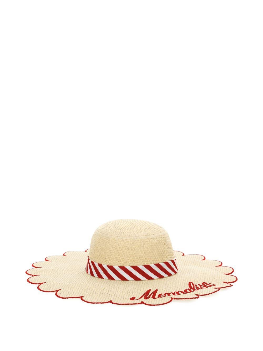 Cappello estivo per bambina Monnalisa beige a righe - Rubino Kids