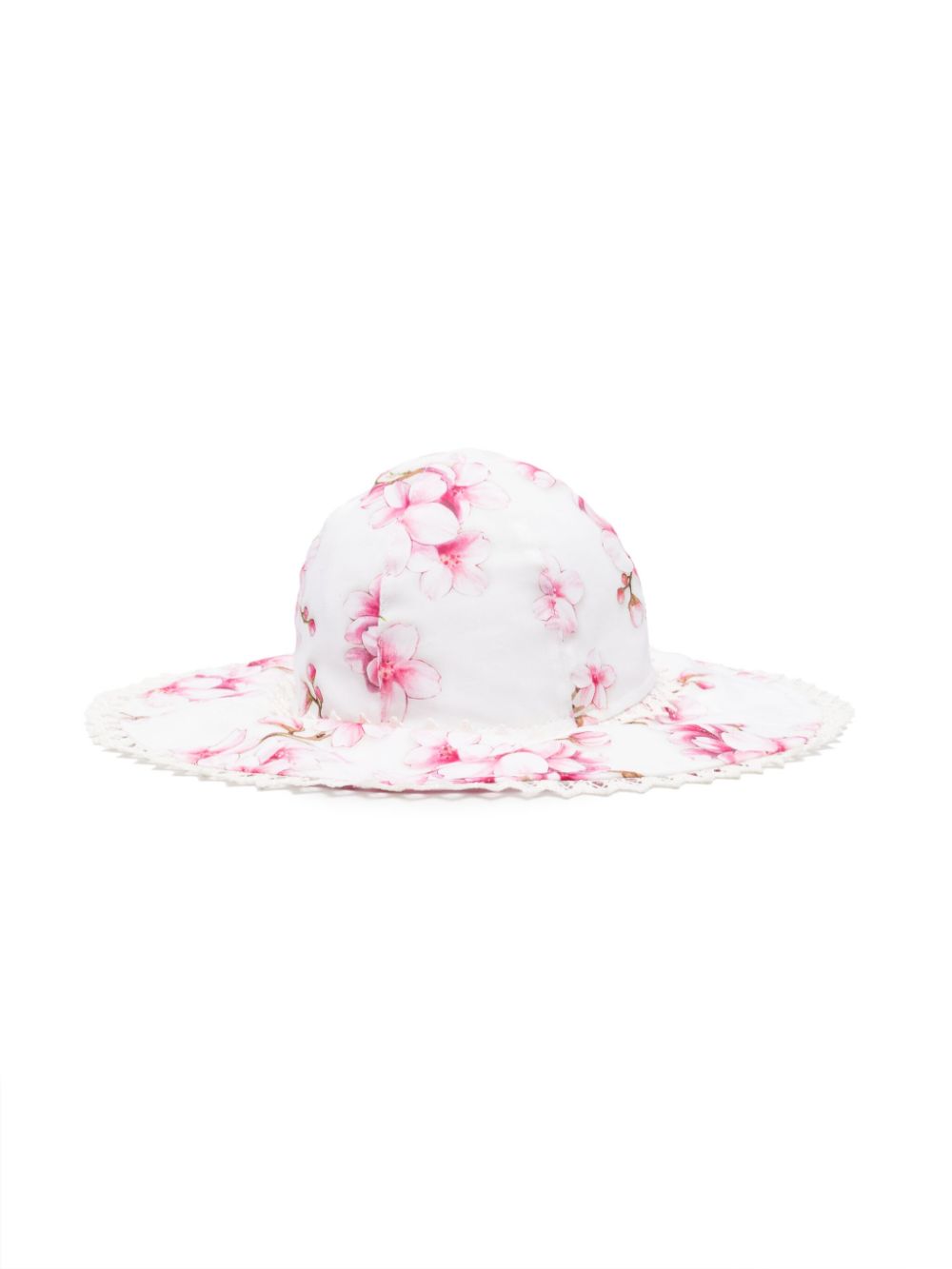 Cappello estivo per bambina Monnalisa bianco a fiori - Rubino Kids