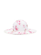 Cappello estivo per bambina Monnalisa bianco a fiori - Rubino Kids