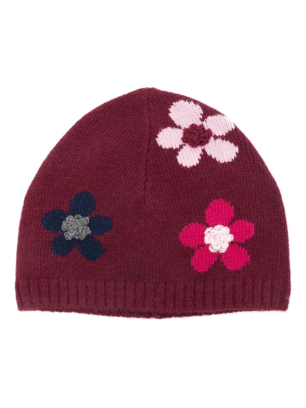 Cappello per bambina Il Gufo borgogna con motivo a fiori - Rubino Kids