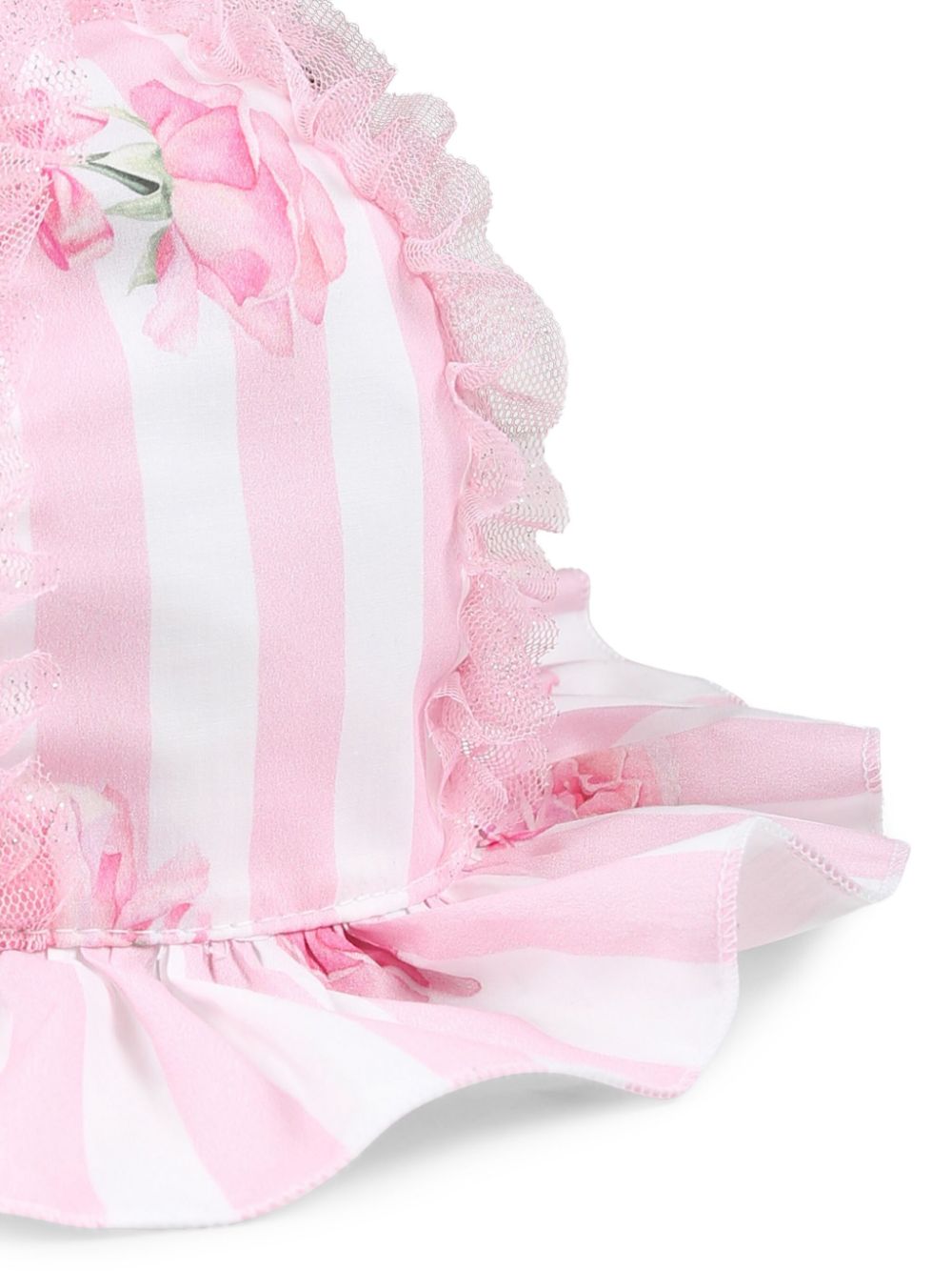 Cappello per neonata Monnalisa rosa modello bucket a righe - Rubino Kids