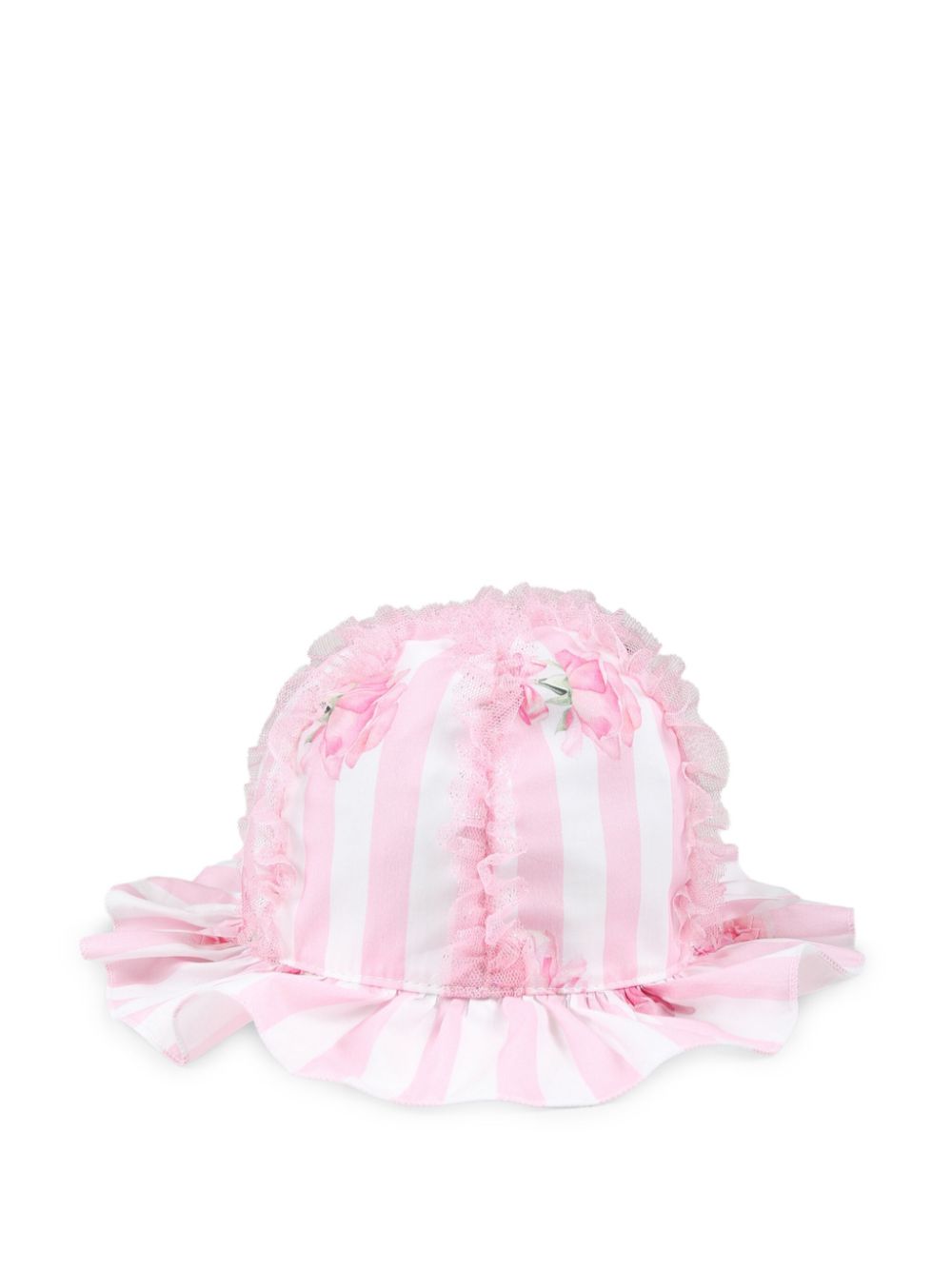 Cappello per neonata Monnalisa rosa modello bucket a righe - Rubino Kids