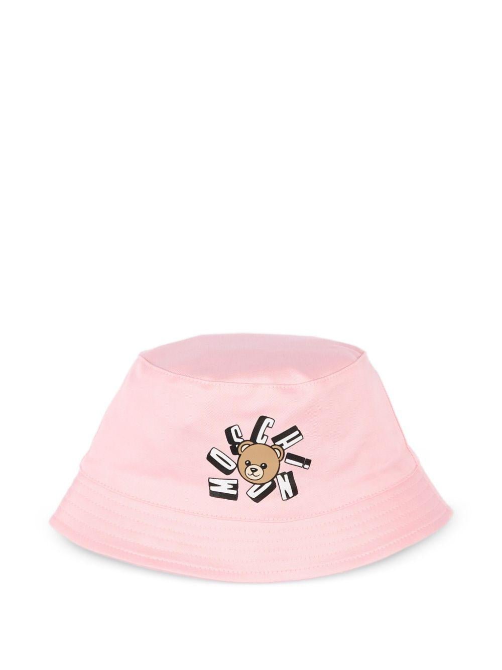 Cappello per neonata Moschino Kids rosa con stampa Teddy Bear - Rubino Kids