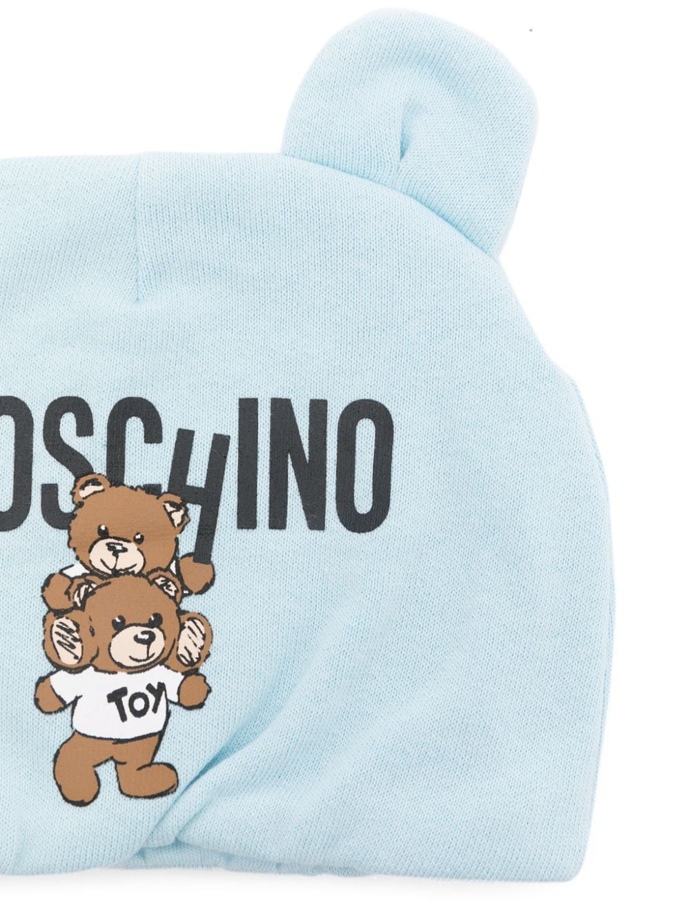 Cappello per neonato Moschino Kids azzurro con stampa Teddy Bear e orecchie - Rubino Kids